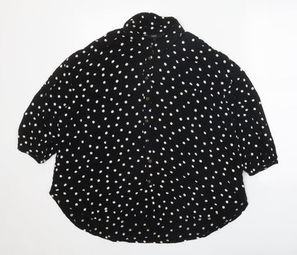 Womens UK Size 8 NEXT Black Basic Button-Up
