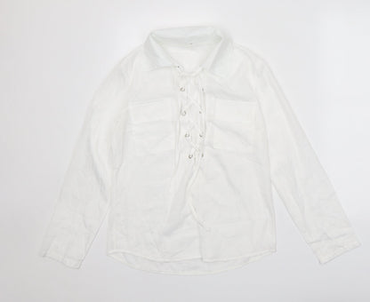 Womens UK Size M Preworn White Basic Blouse