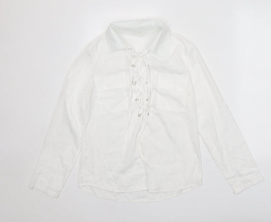 Womens UK Size M Preworn White Basic Blouse