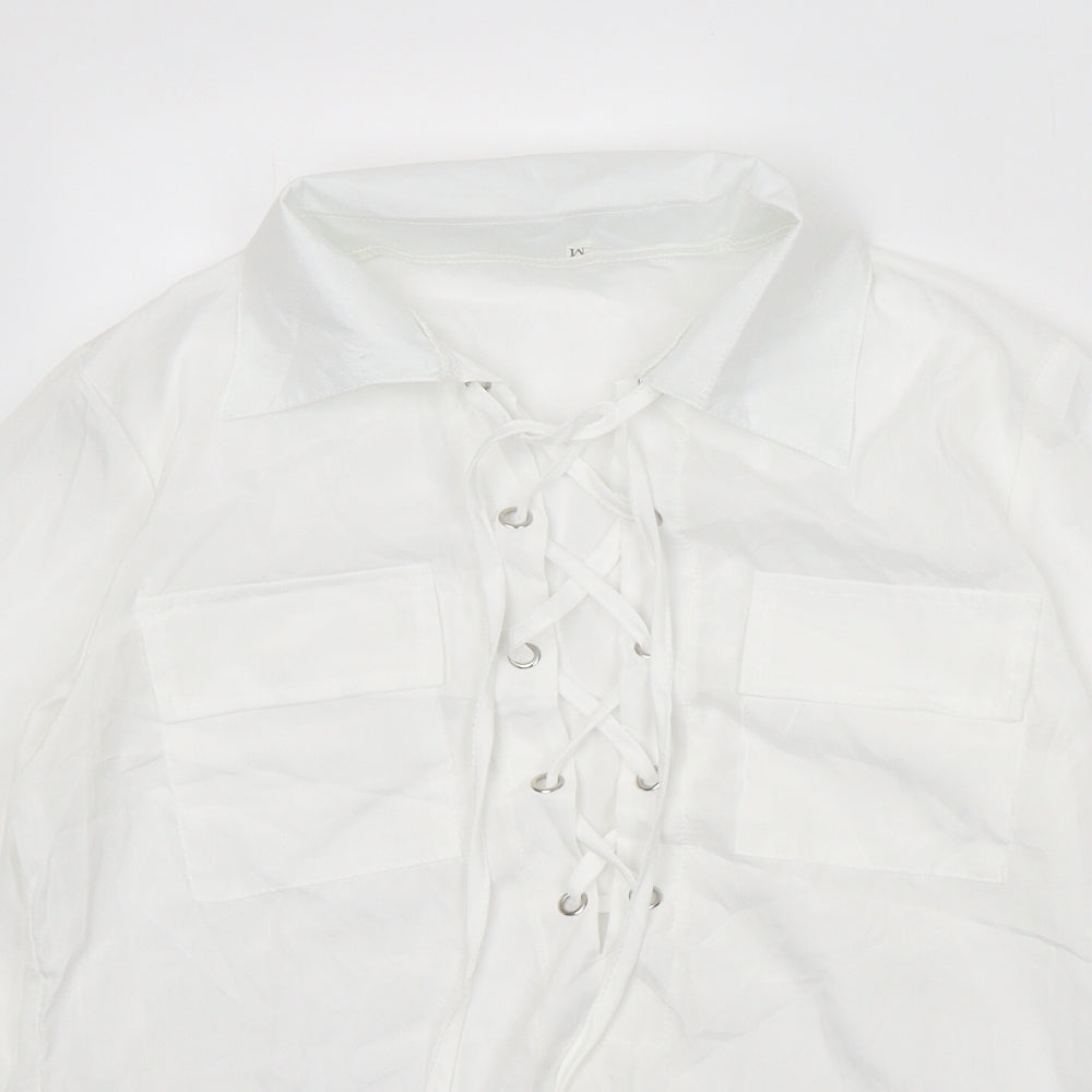 Womens UK Size M Preworn White Basic Blouse