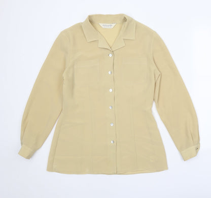 Dorothy Perkins Womens Yellow Polyester Basic Button-Up Size 12 Collared
