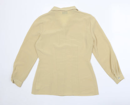 Dorothy Perkins Womens Yellow Polyester Basic Button-Up Size 12 Collared
