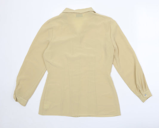 Dorothy Perkins Womens Yellow Polyester Basic Button-Up Size 12 Collared