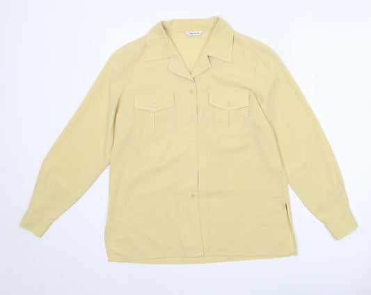Berkertex Womens Yellow Polyester Basic Button-Up Size 12 Collared