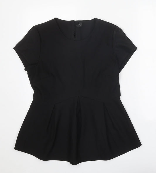 Womens UK Size 12 YAS Black Basic T-Shirt