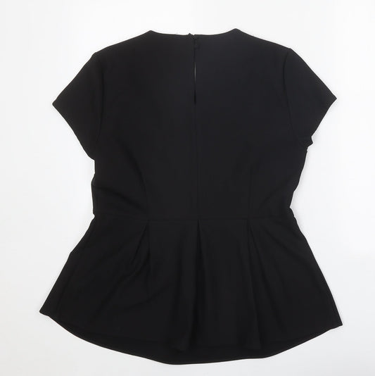 Womens UK Size 12 YAS Black Basic T-Shirt