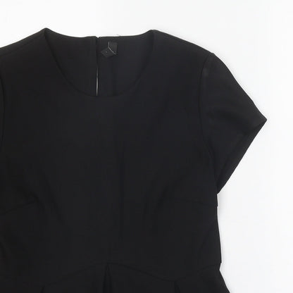 Womens UK Size 12 YAS Black Basic T-Shirt