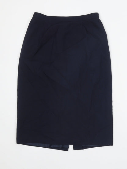 Preworn Womens Blue Polyester Straight & Pencil Skirt Size 8 Zip