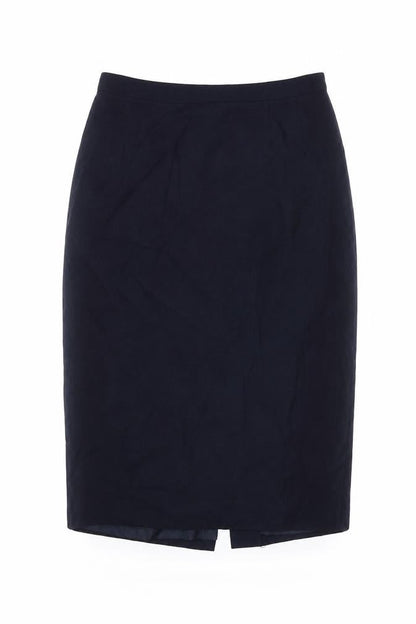 Preworn Womens Blue Polyester Straight & Pencil Skirt Size 8 Zip
