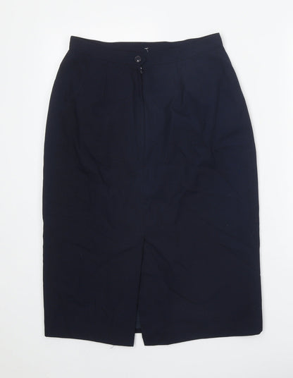 Preworn Womens Blue Polyester Straight & Pencil Skirt Size 8 Zip