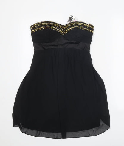 Elise Ryan Womens Black Cotton Bodycon Size 10 Sweetheart Pullover