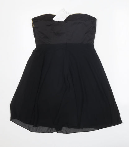 Elise Ryan Womens Black Cotton Bodycon Size 10 Sweetheart Pullover