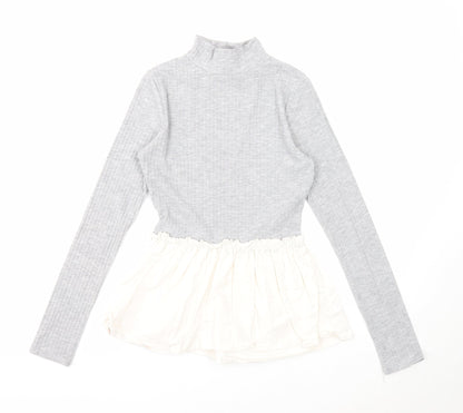 Womens UK Size 8 New Look Grey Basic Blouse