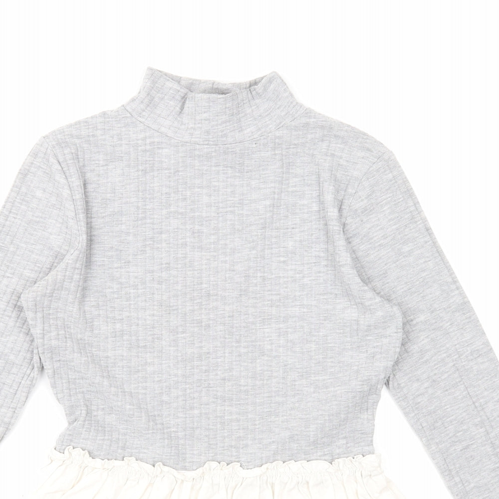Womens UK Size 8 New Look Grey Basic Blouse