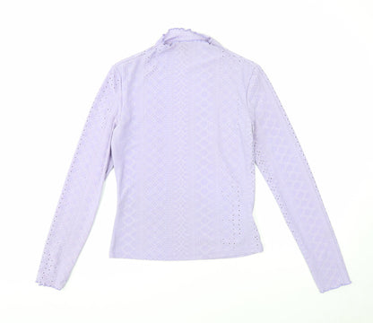 SheIn Womens Purple Mock Neck Geometric Polyester Pullover Jumper Size M