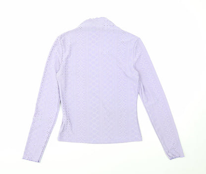 SheIn Womens Purple Mock Neck Geometric Polyester Pullover Jumper Size M