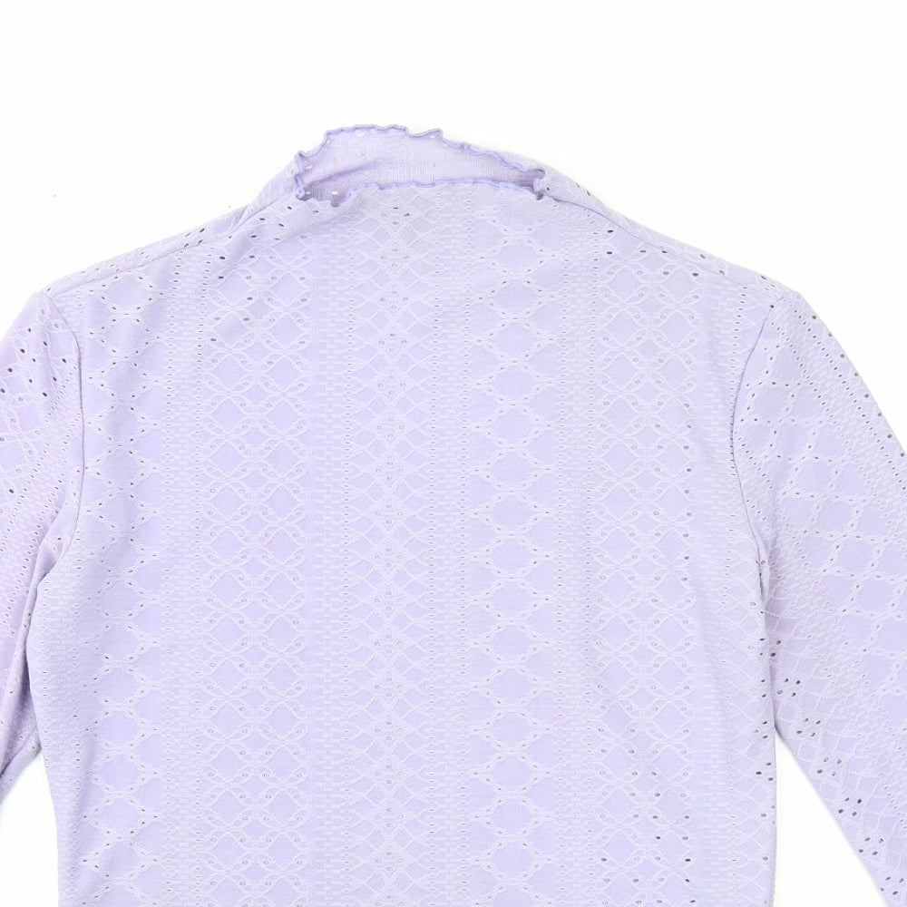 SheIn Womens Purple Mock Neck Geometric Polyester Pullover Jumper Size M