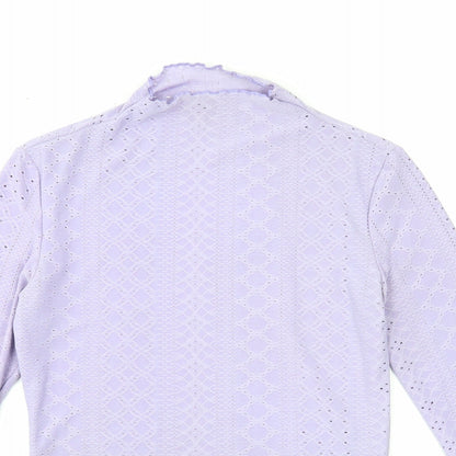 SheIn Womens Purple Mock Neck Geometric Polyester Pullover Jumper Size M