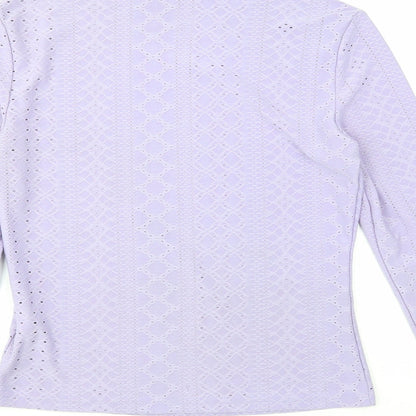 SheIn Womens Purple Mock Neck Geometric Polyester Pullover Jumper Size M