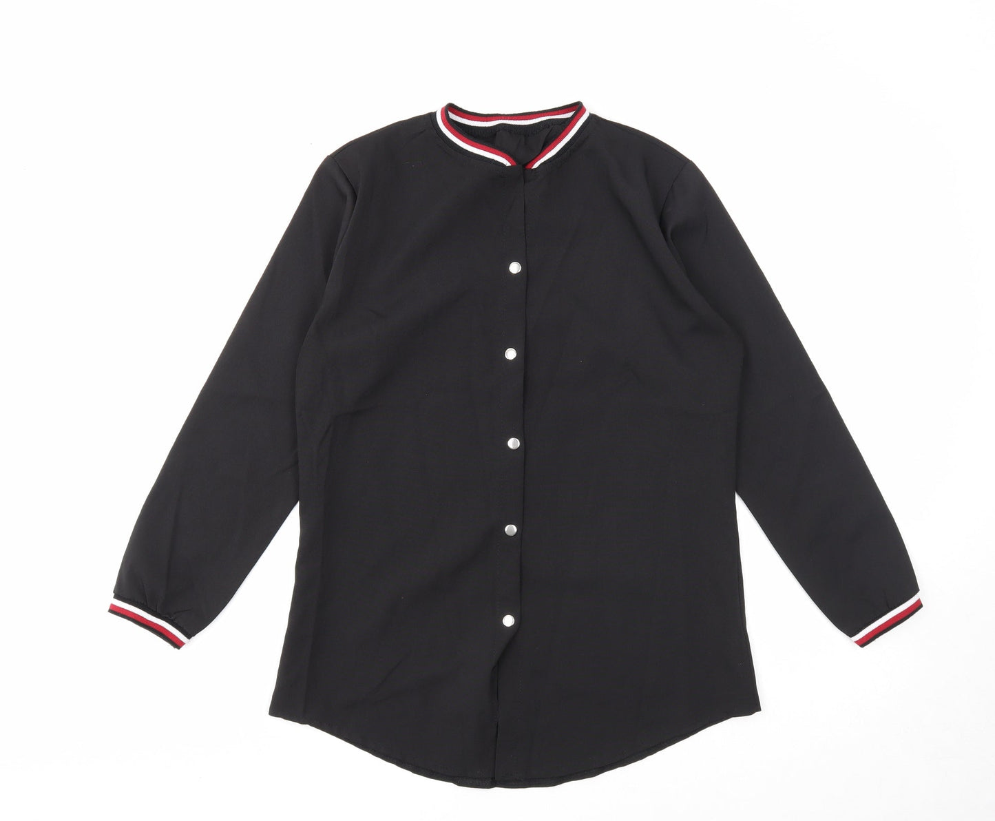 Womens UK Size M Preworn Black Basic Button-Up