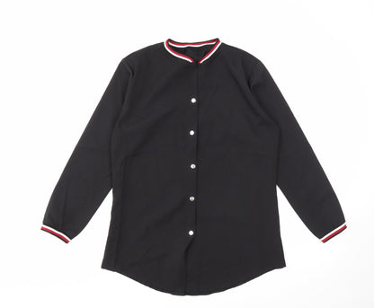 Womens UK Size M Preworn Black Basic Button-Up