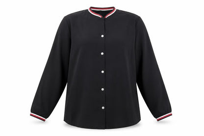Womens UK Size M Preworn Black Basic Button-Up