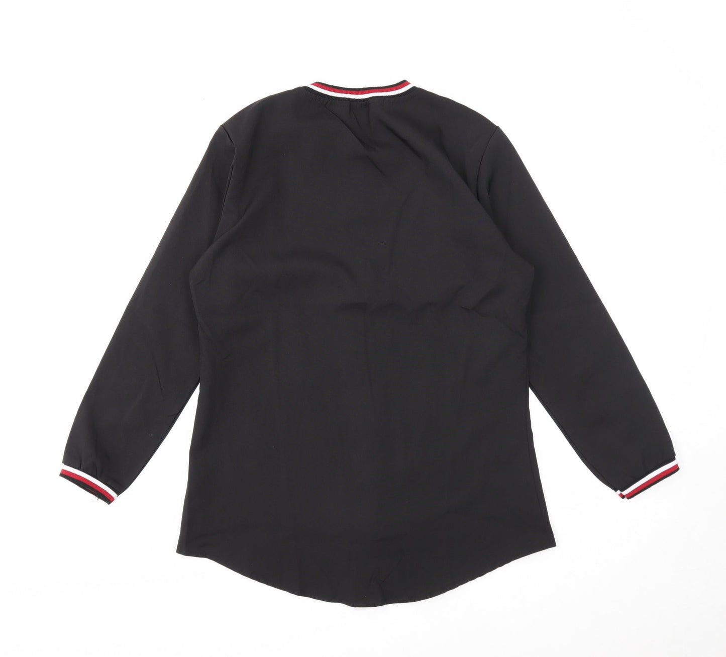 Womens UK Size M Preworn Black Basic Button-Up
