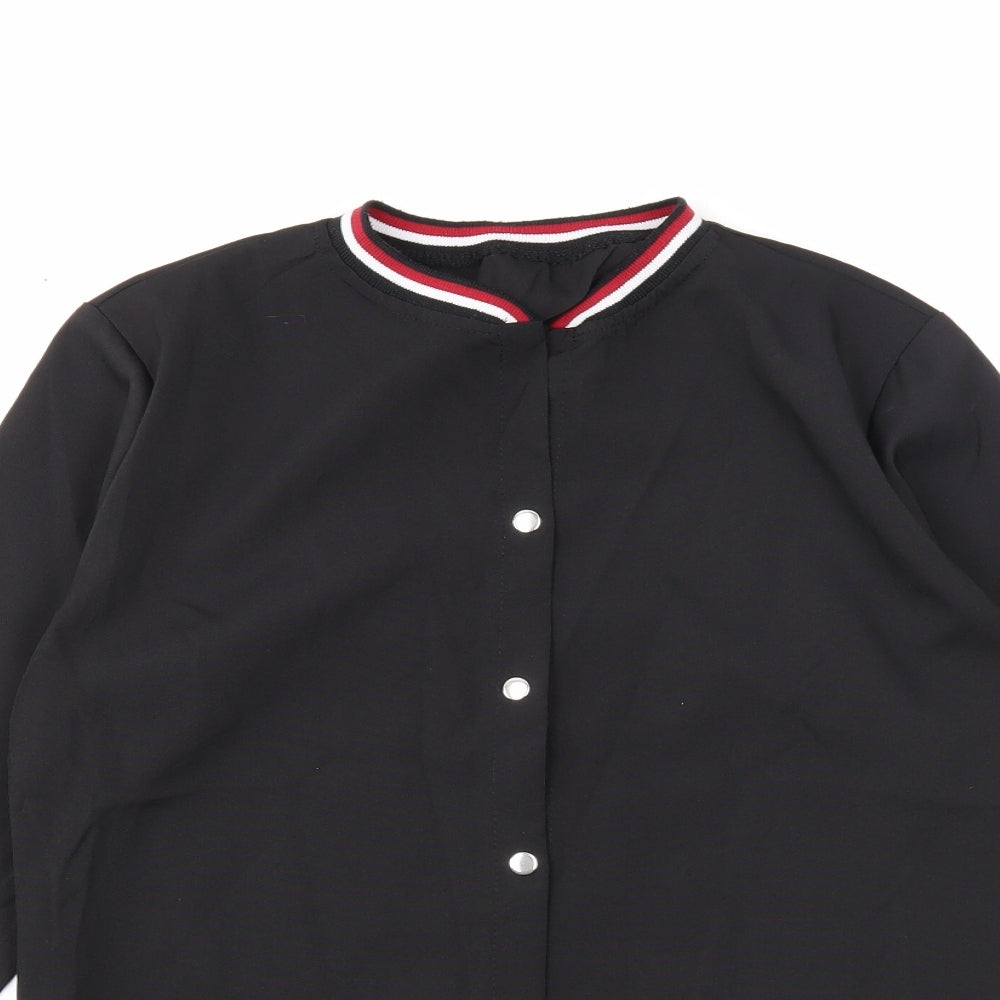 Womens UK Size M Preworn Black Basic Button-Up