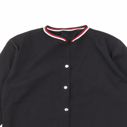 Womens UK Size M Preworn Black Basic Button-Up