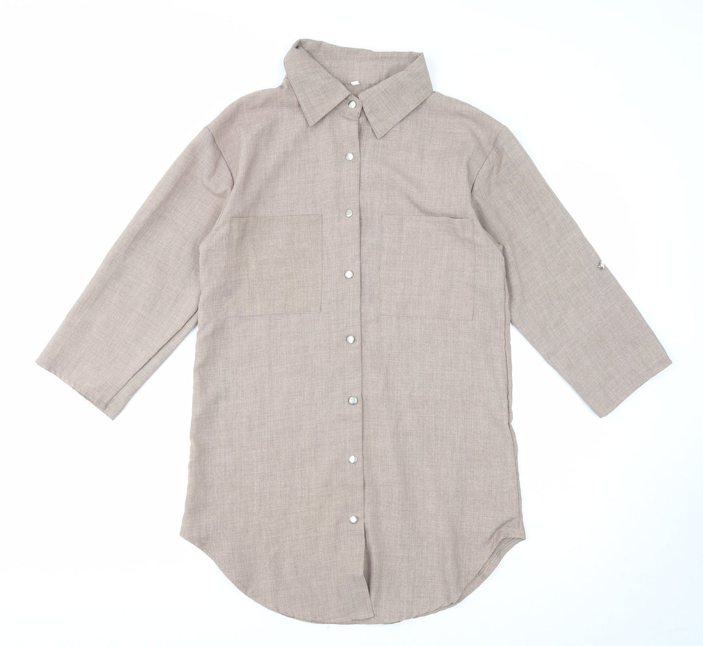 Womens UK Size S Preworn Brown Basic Button-Up