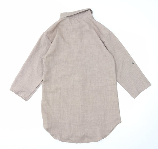 Womens UK Size S Preworn Brown Basic Button-Up