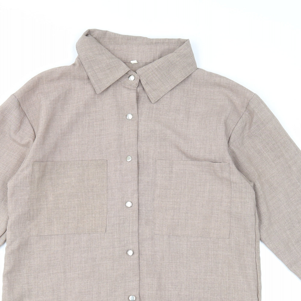 Womens UK Size S Preworn Brown Basic Button-Up