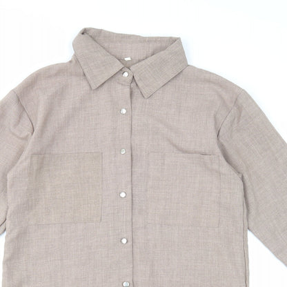 Womens UK Size S Preworn Brown Basic Button-Up