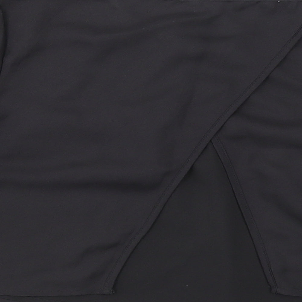 Miss Selfridge Womens Black Floral Polyester Cropped Blouse Size 4 Scoop Neck