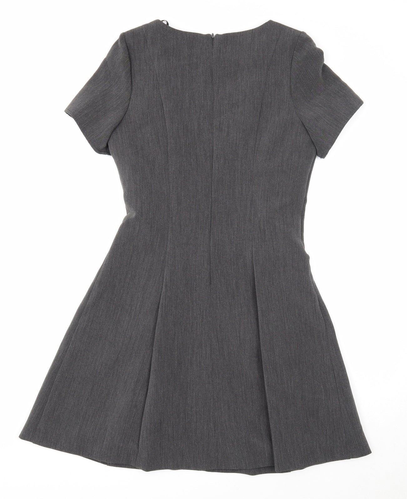 Papaya Womens Grey Polyester Fit & Flare Size 10 Round Neck Zip