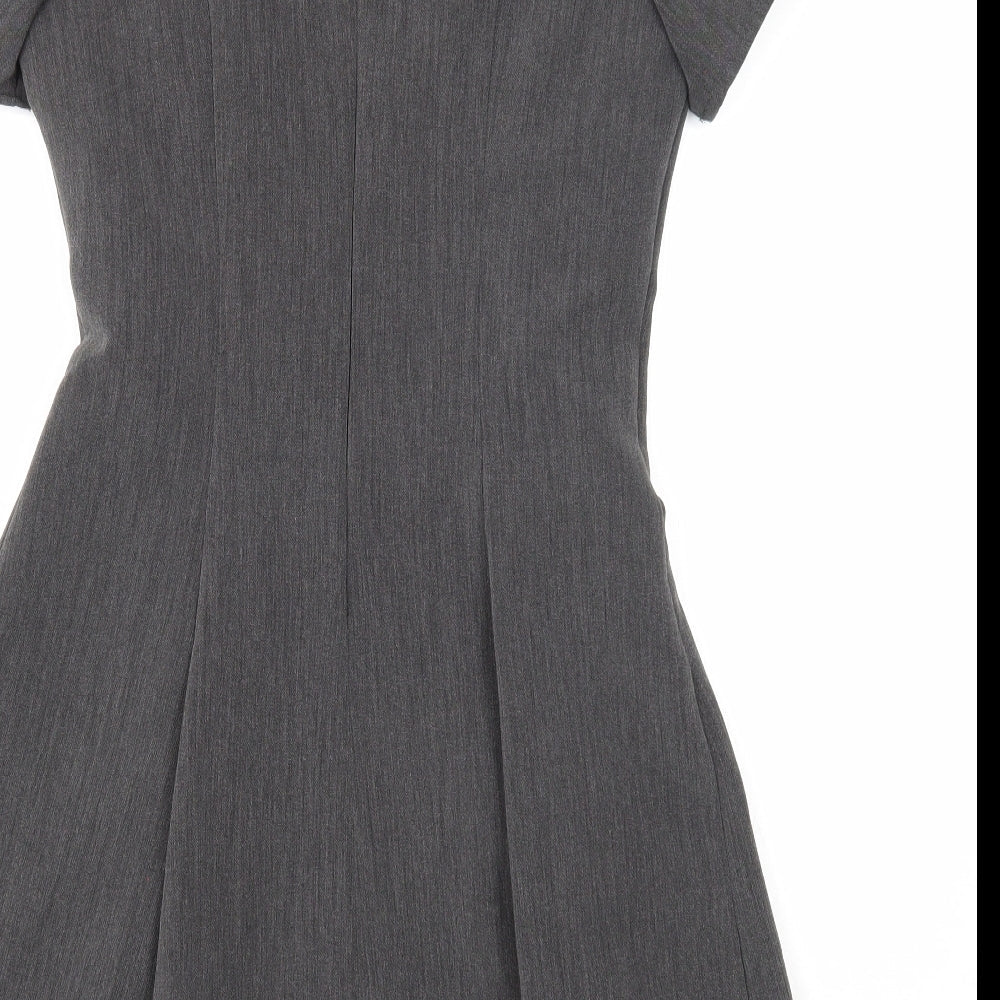 Papaya Womens Grey Polyester Fit & Flare Size 10 Round Neck Zip