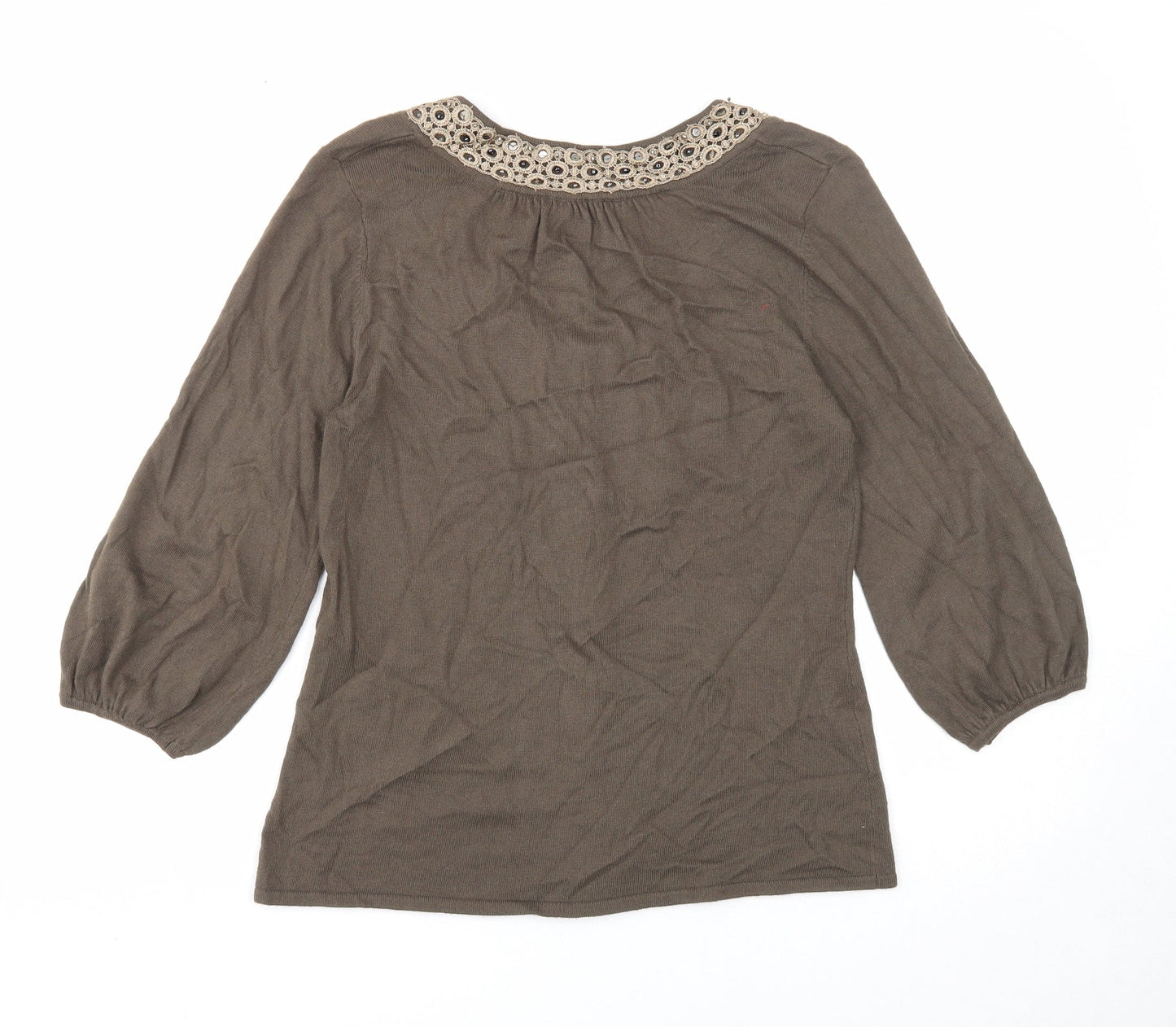 Brandtex Womens Brown Scoop Neck Viscose Cardigan Jumper Size M