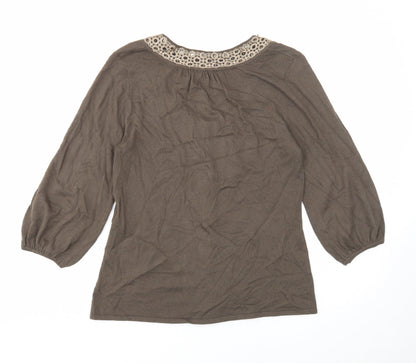 Brandtex Womens Brown Scoop Neck Viscose Cardigan Jumper Size M