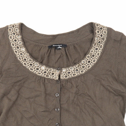 Brandtex Womens Brown Scoop Neck Viscose Cardigan Jumper Size M