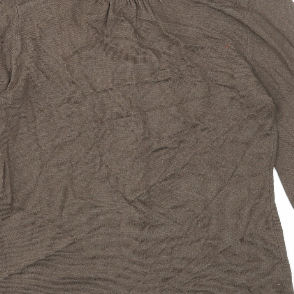 Brandtex Womens Brown Scoop Neck Viscose Cardigan Jumper Size M