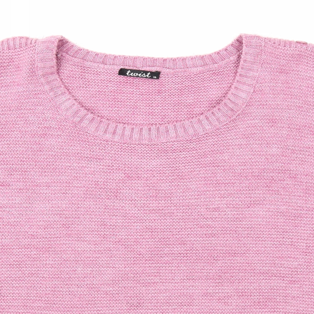 Twist Womens Purple Scoop Neck Acrylic Pullover Jumper Size 14