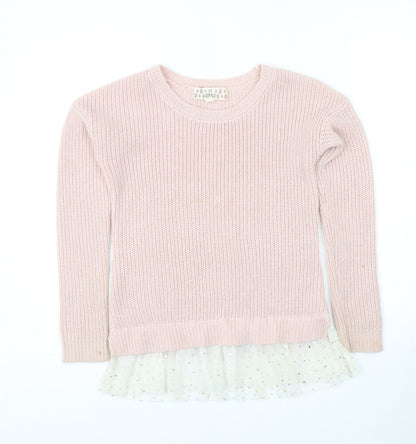 Pink Republic Womens Pink Round Neck Acrylic Pullover Jumper Size 10