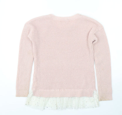 Pink Republic Womens Pink Round Neck Acrylic Pullover Jumper Size 10