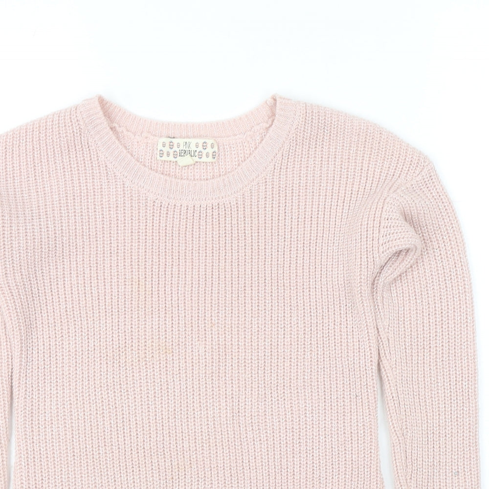 Pink Republic Womens Pink Round Neck Acrylic Pullover Jumper Size 10