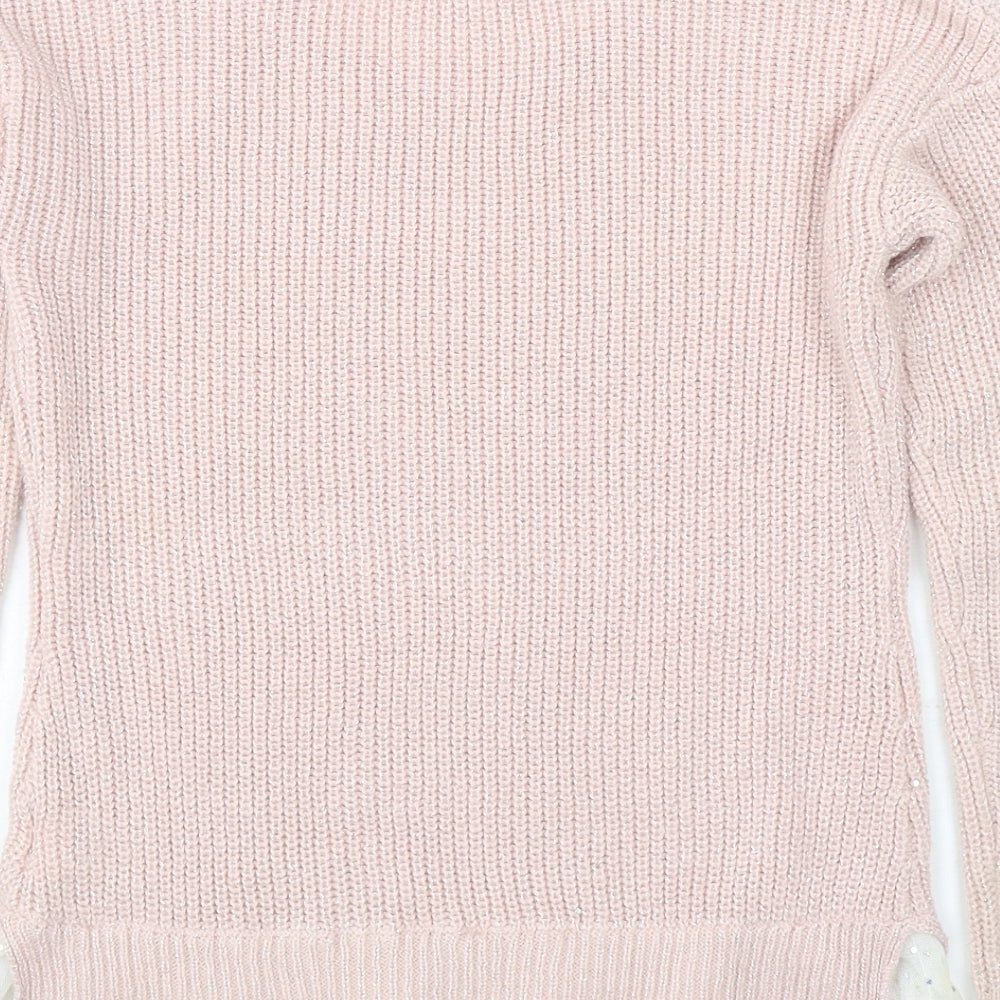 Pink Republic Womens Pink Round Neck Acrylic Pullover Jumper Size 10