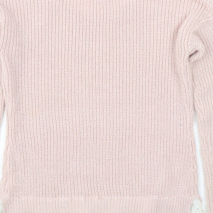 Pink Republic Womens Pink Round Neck Acrylic Pullover Jumper Size 10