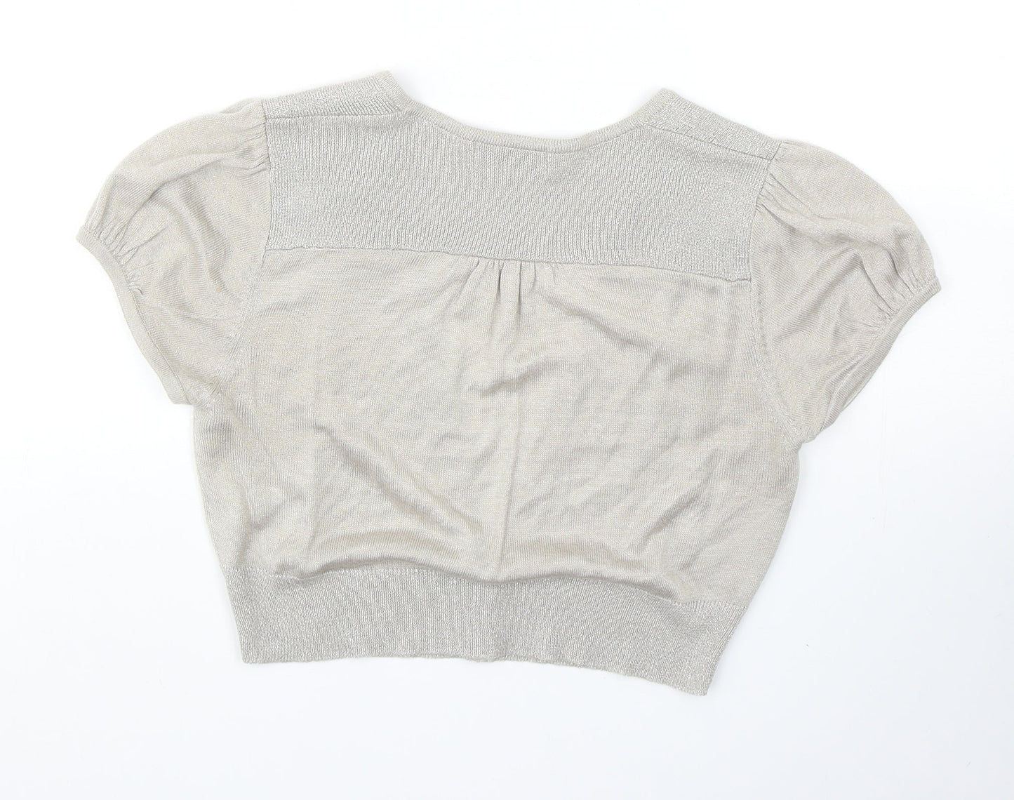 Autograph Womens Beige V-Neck Acrylic Shrug Jumper Size 12