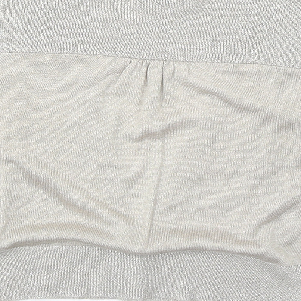 Autograph Womens Beige V-Neck Acrylic Shrug Jumper Size 12