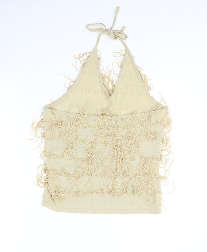 Womens UK Size 14 Preworn Beige Basic Tank