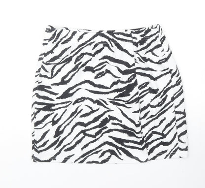 SheIn Womens Black Animal Print Polyester Bandage Skirt Size S - Zebra Pattern
